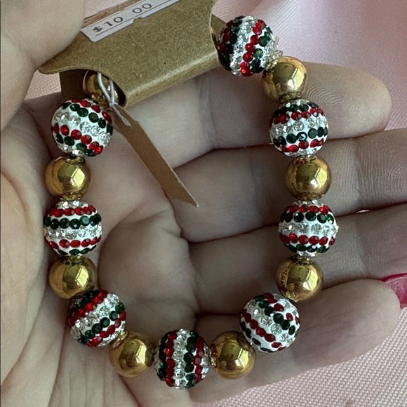 Red, White & Blue Patriotic or 4th of July Rhinestone Beaded Bracelet - Picture 3 of 7